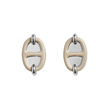 HERMES Metal Palladium Plated Earrings Women's Light Umber