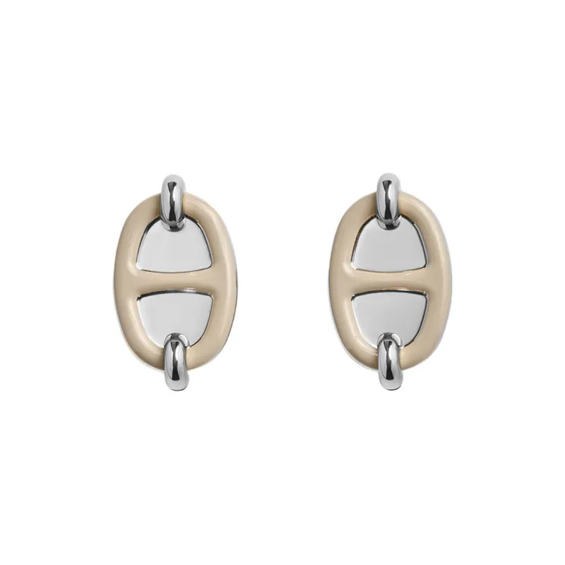 HERMES Metal Palladium Plated Earrings Women's Light Umber-0