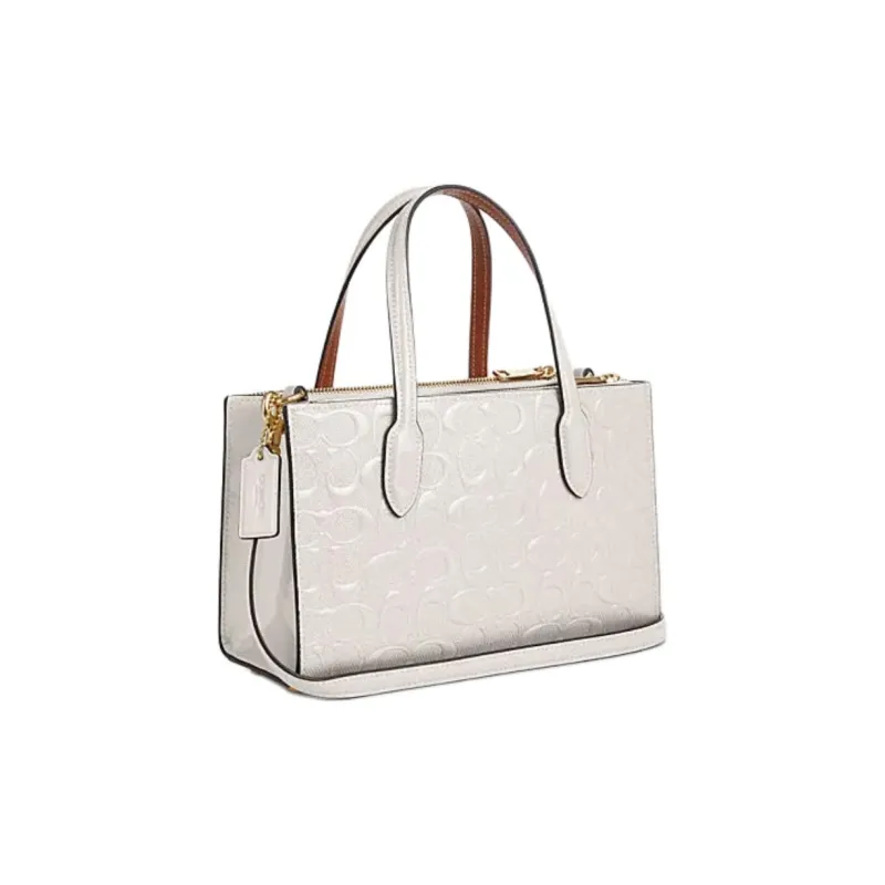 COACH Split Cow Leather Tote Bag, Shopping Bag, Shoulder Bag, Crossbody Bag, Handbag Trumpets Women's Chalk White-1