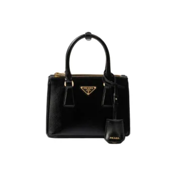 PRADA Patent Leather Shoulder Bag Crossbody Bag Handbag Mini Women's Black