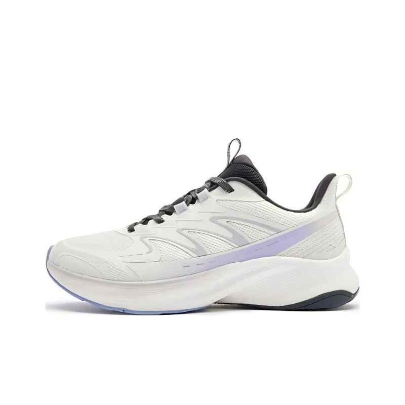 QIAODAN Durable Cushioning Low Top Casual Running Shoes Women's White Purple Black-0