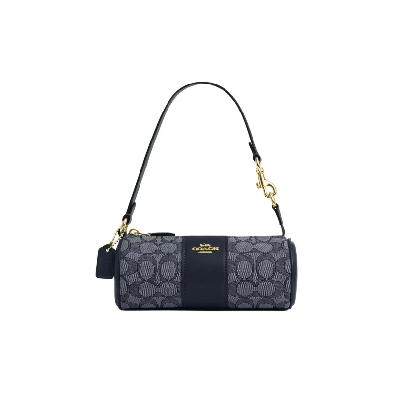 COACH Nolita Jacquard With Smooth Leather Handbag Shoulder Bag Women's Midnight Marine Blue-0