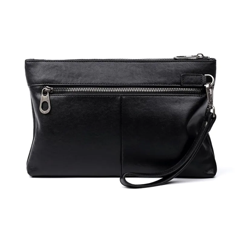 Old Man's Head Cow Leather Envelope Bag Clutches Regular Men's Black-1