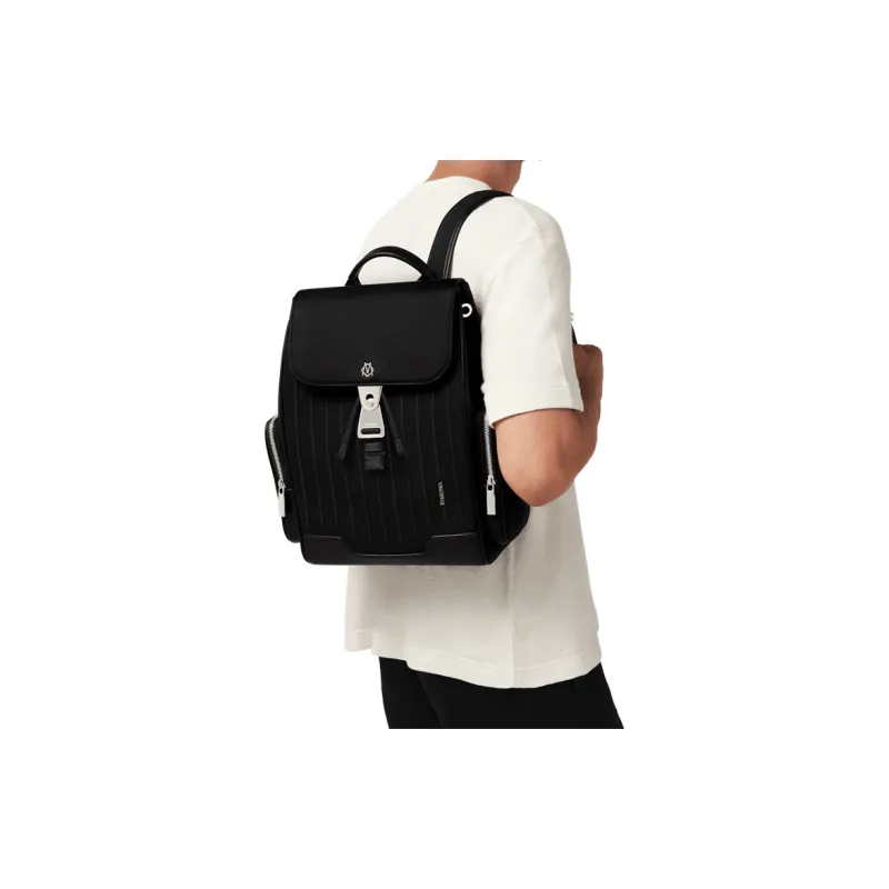 RIMOWA Never Still Canvas With Full Grain Leather Backpack Small Size Men's Black-6