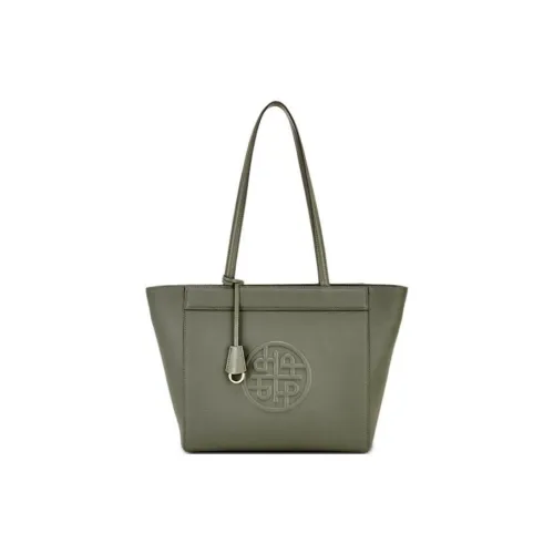 Hush Puppies Cow Leather Bonded Synthetic Leather Shoulder Bag Regular Women's Green/Black