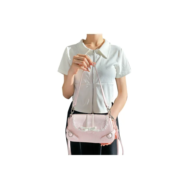 Carit&Koty Polyurethane Synthetic Leather Shoulder Bag Women's Pink-4