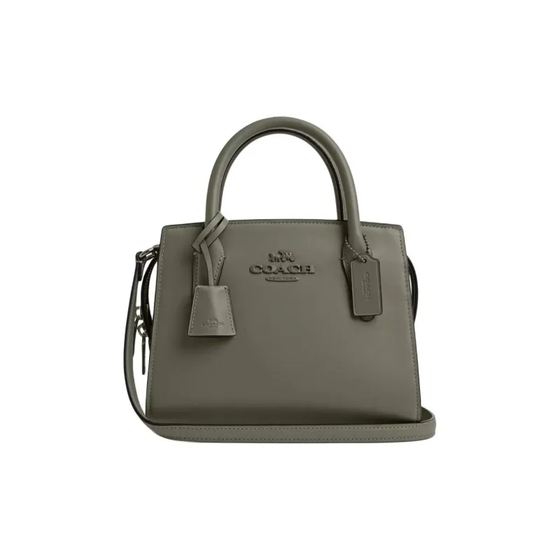 COACH Refined Calfskin Shoulder Bag, Crossbody Bag, Handbag Trumpets Women's Army Green-0