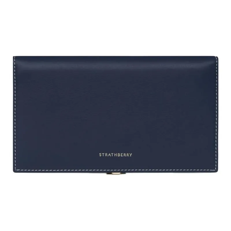 Strathberry Calfskin Wallet Large Size Women's Marine Blue-2