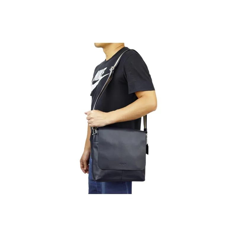 COACH Charles Leather Crossbody Bag, Shoulder Bag Large Size Men's Navy Blue-5