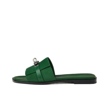 HERMES Giulia Slide Slippers Women's Green
