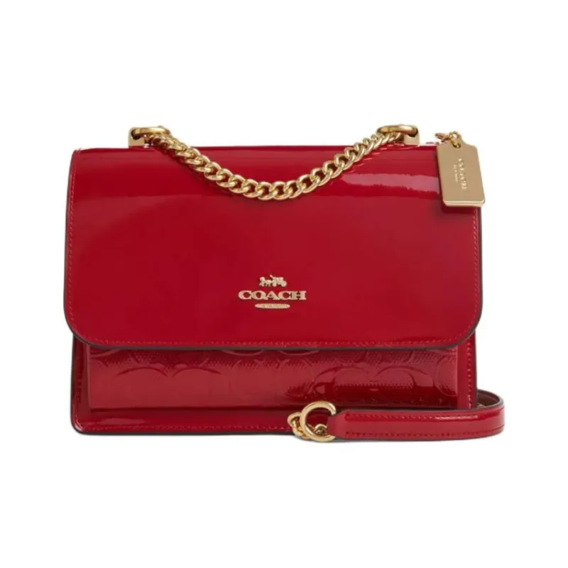 COACH Klare Smooth Leather With Patent Leather Shoulder Bag, Crossbody Bag Small Size Women's Red-0