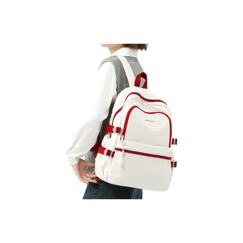 JEANSWEST Fabric Backpack Regular Unisex Red White/Purple-12