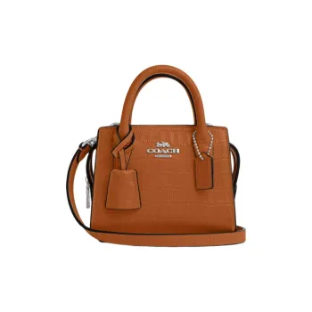COACH Carryall Crocodile Embossed Leather Shoulder Bag Crossbody Bag Handbag Mini Women's Washable Orange