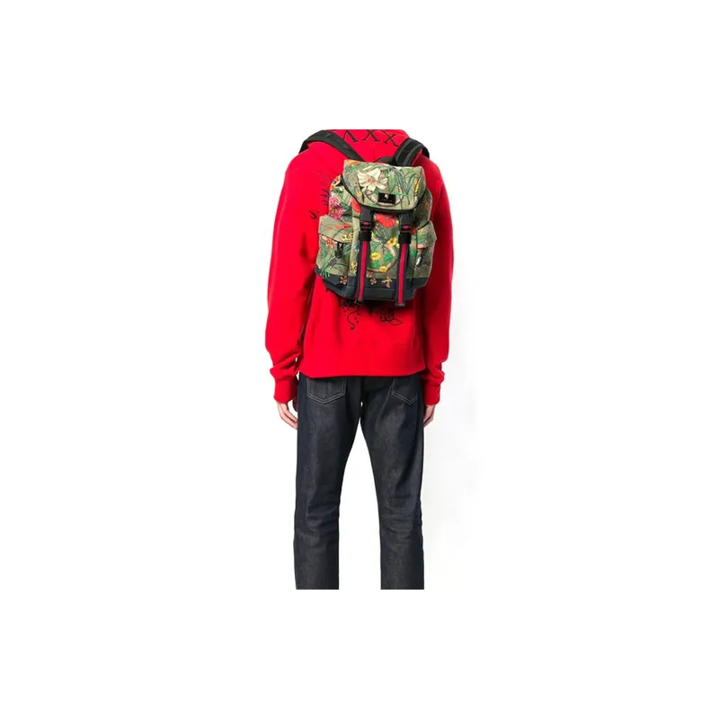 GUCCI Canvas Backpack Men's Olive Green-6