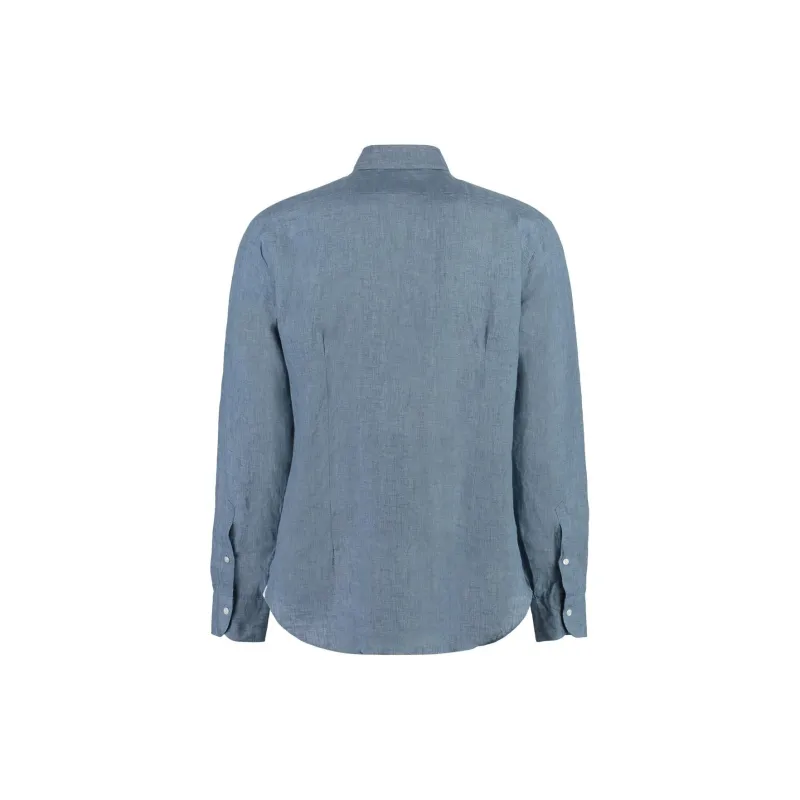 Barba Napoli Chambray Curved Hem Shirt-1