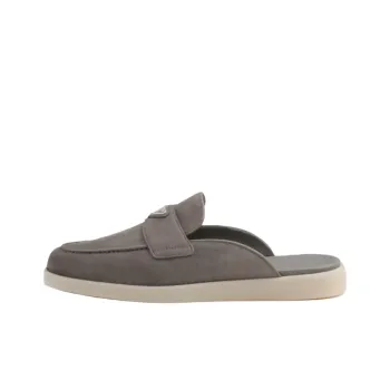PRADA Triangle-logo Backless Suede Loafers
