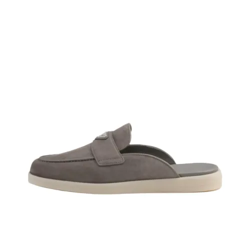 PRADA Triangle-logo Backless Suede Loafers