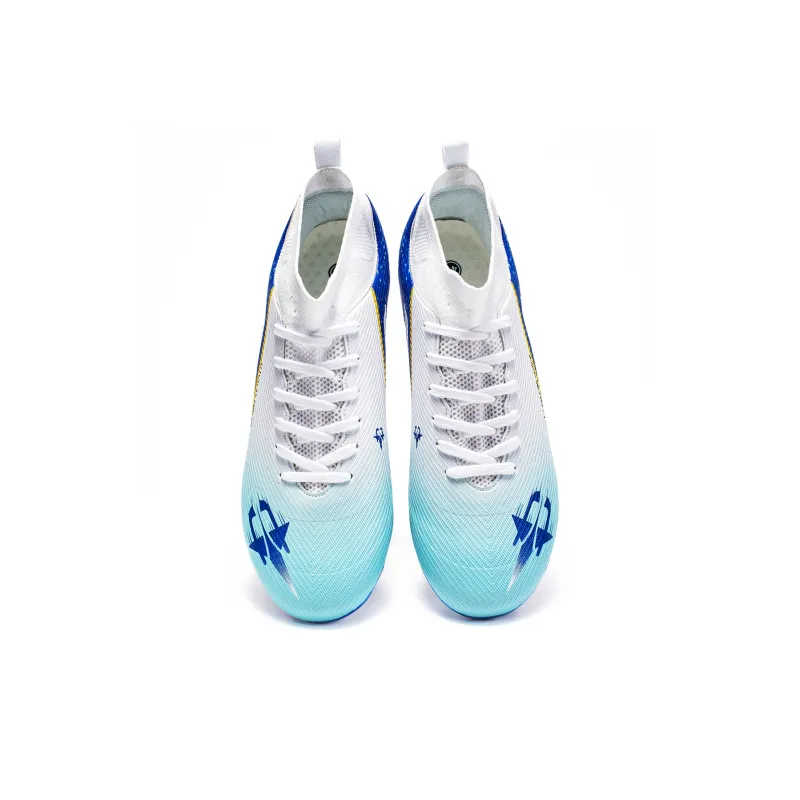 TriVict Win A Hundred Battles And Win A Hundred Victories. Soccer Shoes Unisex Mid Top White/Pink/Aqua/Blue-26