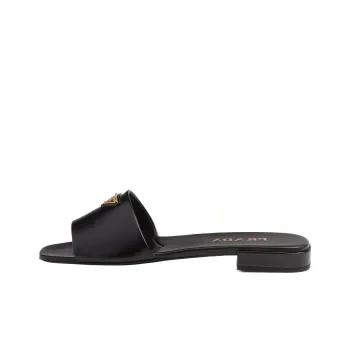 PRADA Triangle logo Leather Slides