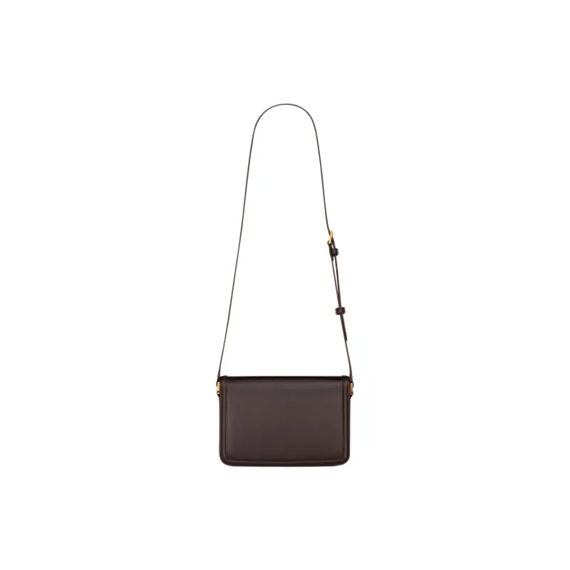 SAINT LAURENT Cow Leather Shoulder Bag, Crossbody Bag Medium Size Women's Dark Chestnut-3