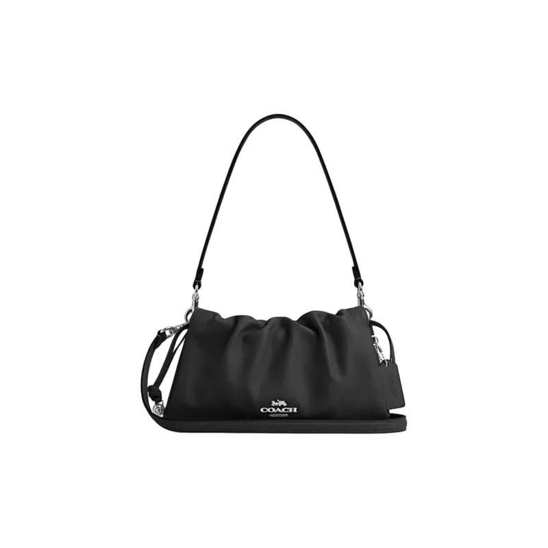 COACH Faye Cow Leather Cloud Bag, Handbag, Shoulder Bag Trumpets Women's Black-0