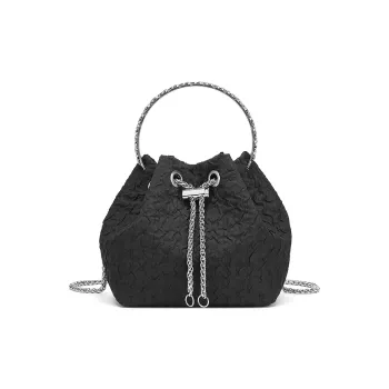 ST&SAT Textile, Synthetic Leather Bucket Bag, One Shoulder Handbag Regular Women's Black