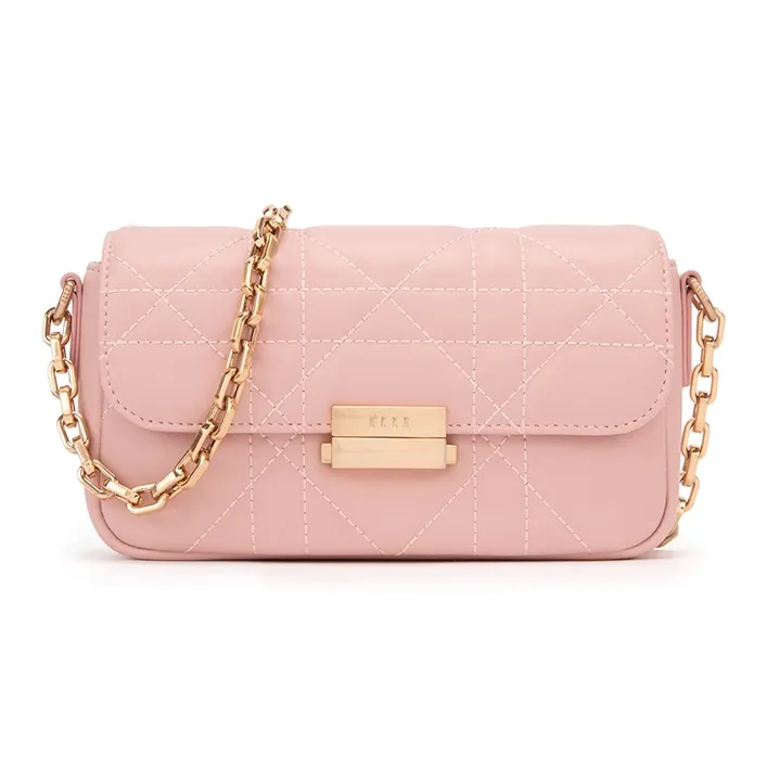 ELLE Leather Crossbody Bag, Shoulder Bag Trumpets Women's Pink/White/Black-0