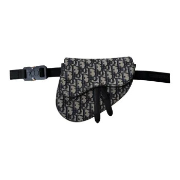 DIOR Saddle Jacquard Fabric Saddle Bag, Fanny Pack, Sling Bag, Crossbody Bag, Shoulder Bag Men's Black Beige