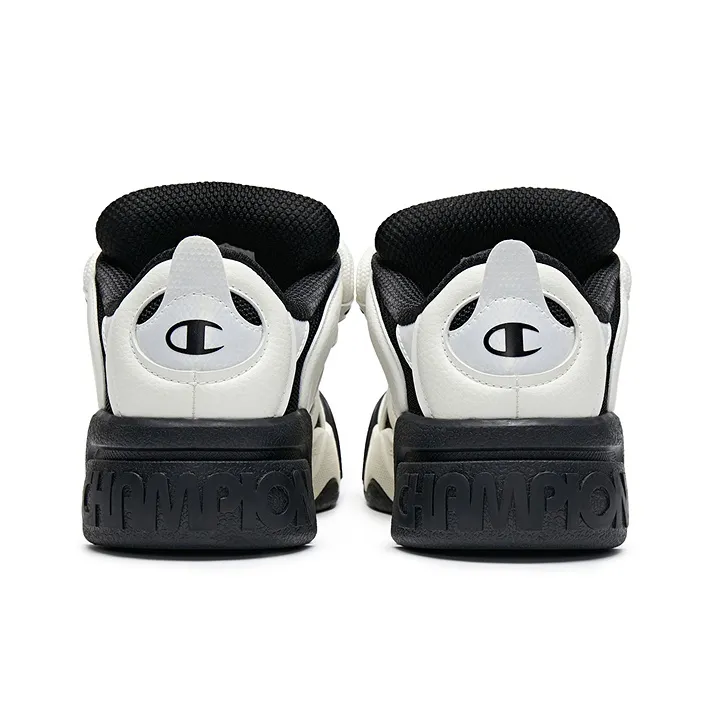 Champion Puffy Donut Skateboard Shoes Women's Black White-3