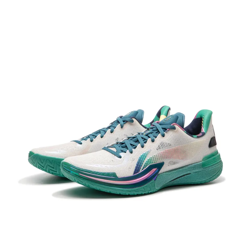 LINING Gamma Basketball Shoes Men Low Top White Green-2