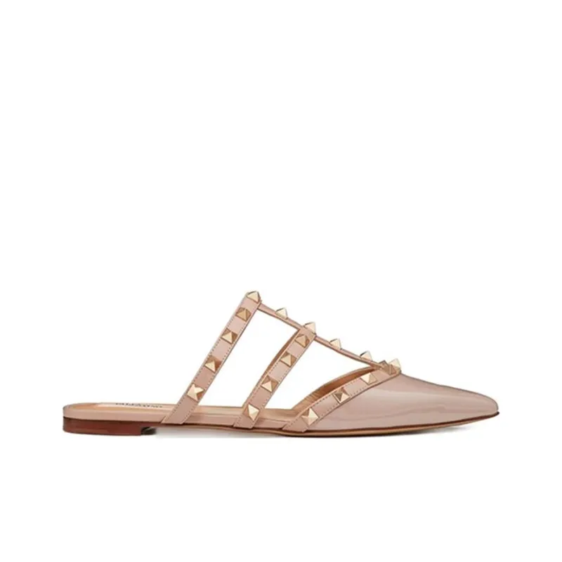 Valentino ROCKSTUD Closed Toe Slippers Women's Nude Pink-1