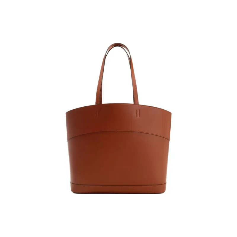FERRAGAMO Leather Tote Bag Shopping Bag Shoulder Bag Handbag Medium Size Women's Red Brown-2