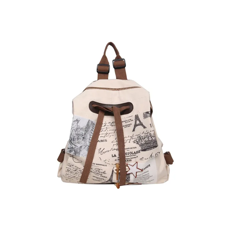 MINLUBAOLUO Canvas Backpack Women's White-0