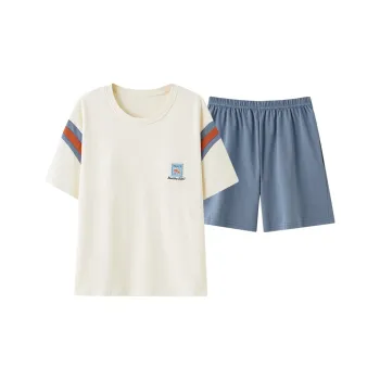 CAIHENGTONG Pajama Set Women's Milk White Stripe
