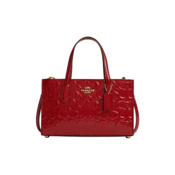 COACH Leather Tote Bag, Shopping Bag, Handbag Small Size Women's Red