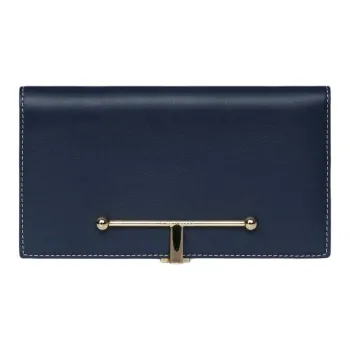 Strathberry Calfskin Wallet Large Size Women's Marine Blue