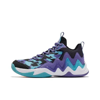 QIAODAN Cushioned Wear Resistant Warm Low Top Basketball Shoes Men's Black Purple