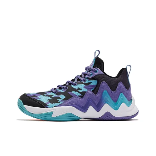 QIAODAN Cushioned Wear Resistant Warm Low Top Basketball Shoes Men's Black Purple