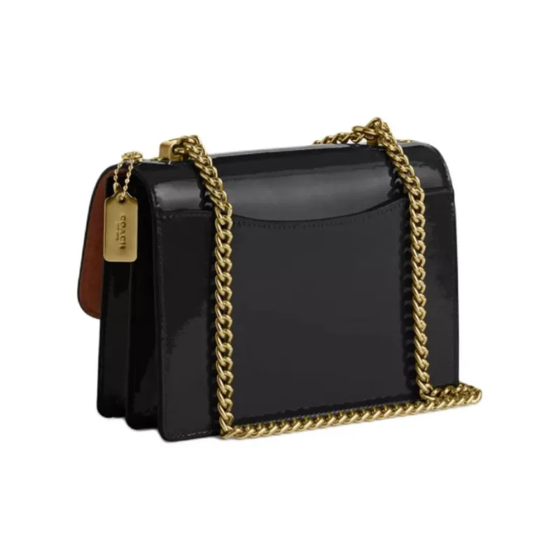 COACH Klare Patent Leather Smooth Leather Crossbody Bag Shoulder Bag Women's Black-1