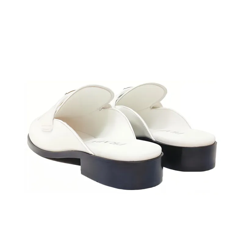 PRADA Abrasion Resistant Closed Toe Slippers Women's White-4