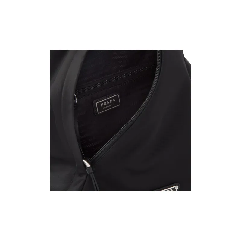 PRADA Recycled Nylon With Leather Shoulder Bag, Crossbody Bag Men's Black-3
