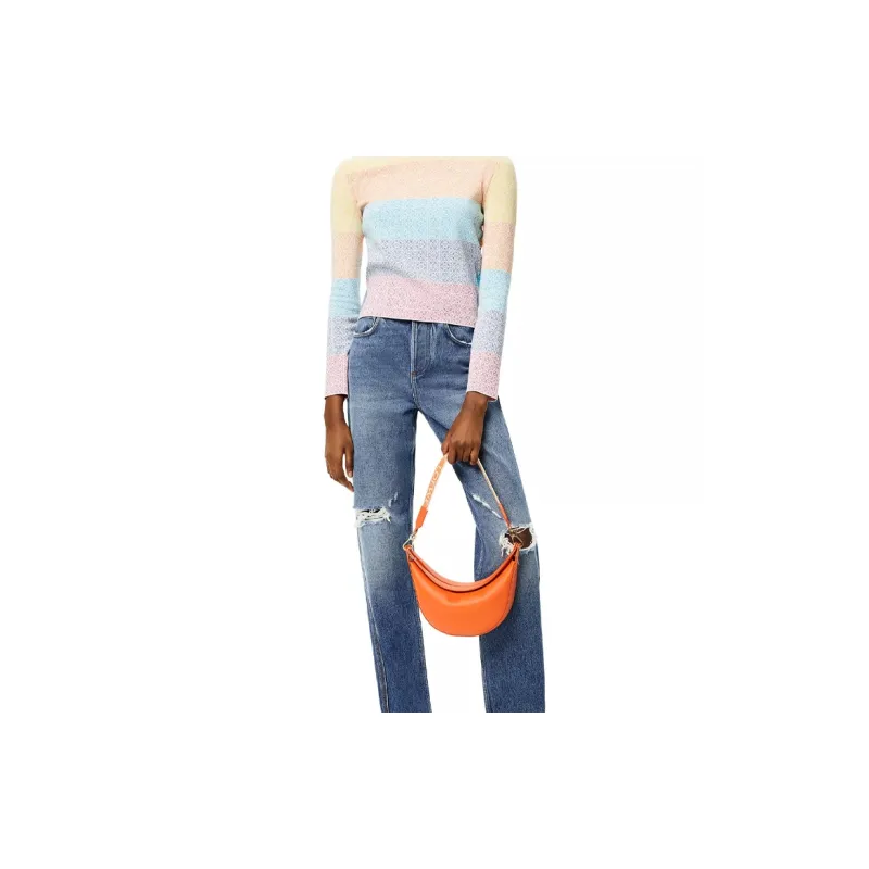 LOEWE Small Luna Bag In Satin Calfskin And Jacquard Orange-5