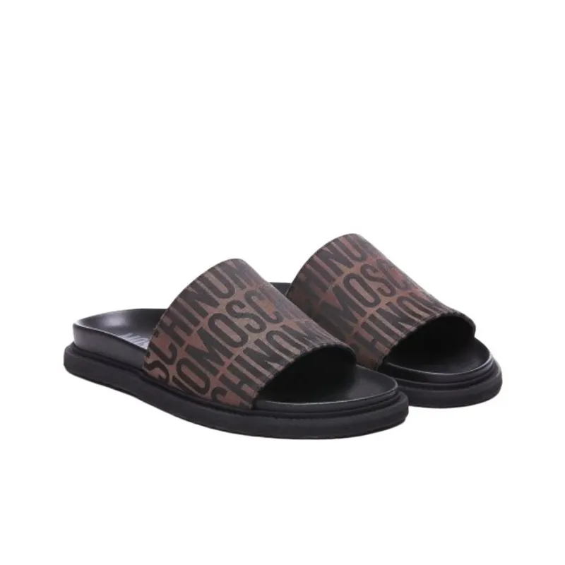 MOSCHINO Logo Jacquard Slip On Slides Women's-3