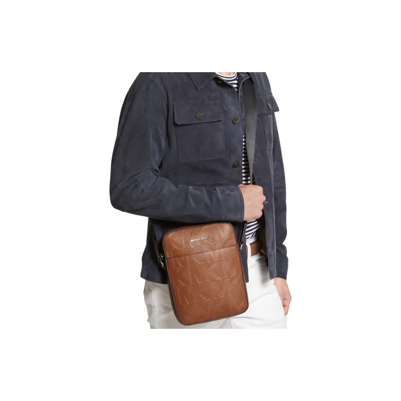 MICHAEL KORS MK Cooper Leather Cell Phone Pouch Crossbody Bags Medium Size Men's Leather Brown-2