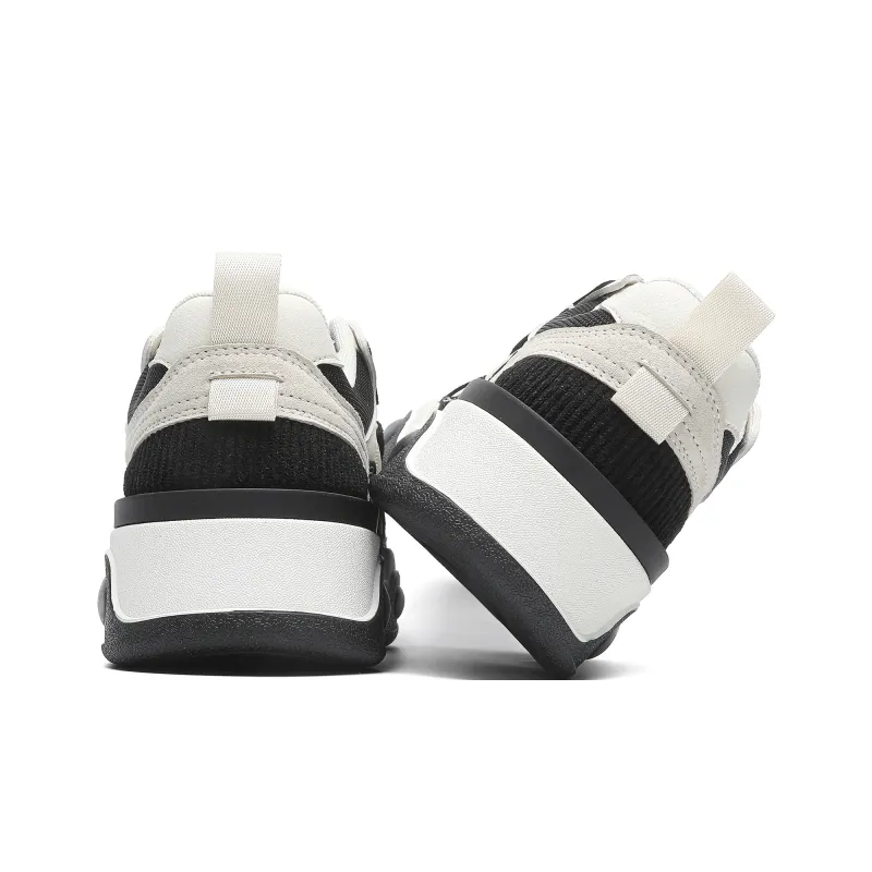 JEEP SPIRIT Retro Fashion Anti Slip And Wear Resistant Height Increasing Low Top Skateboard Shoes Men's Black White-5