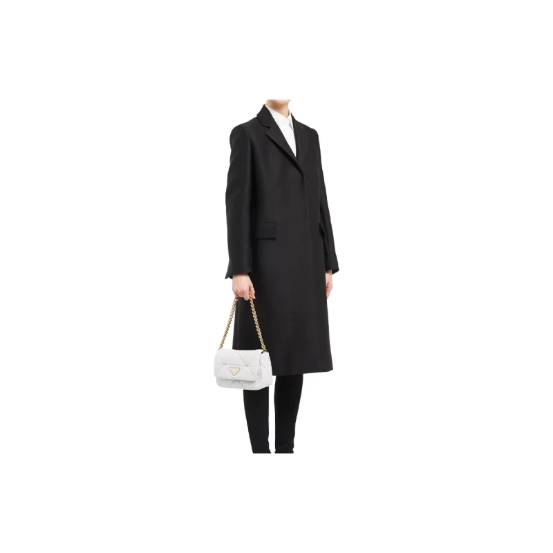 PRADA Soft Sheepskin Leather Handbags Shoulder Bags Women's White-4
