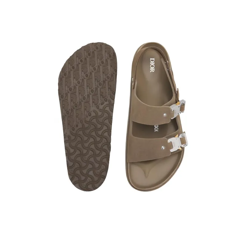 DIOR By Birkenstock Sandale Milano Khaki Nubuck Calfskin-4