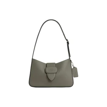 COACH Eliza Calfskin Handbag Shoulder Bag Medium Size Women's Gunmetal & Army Green