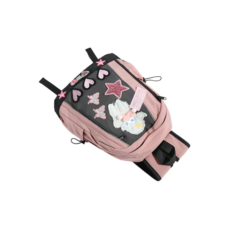 MINLUBAOLUO Canvas Backpack Regular Women's Pink-2