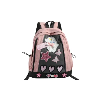 MINLUBAOLUO Canvas Backpack Regular Women's Pink